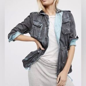 Free  People “Not Your Brother's” Army Surplus Jacket  Size Large Charcoal EUC